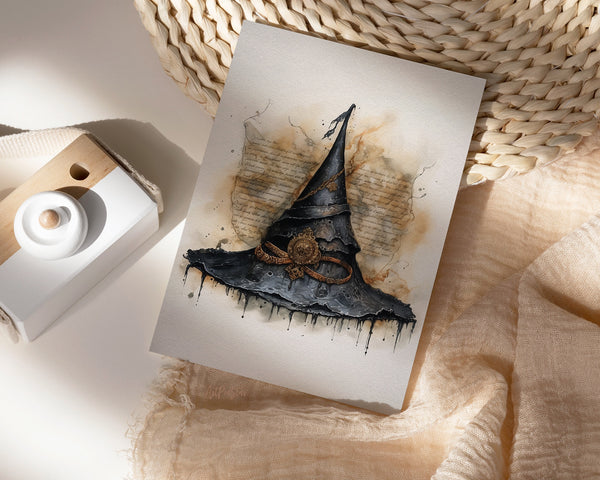 Vintage Halloween Witch Hat Custom Holiday Greeting Card