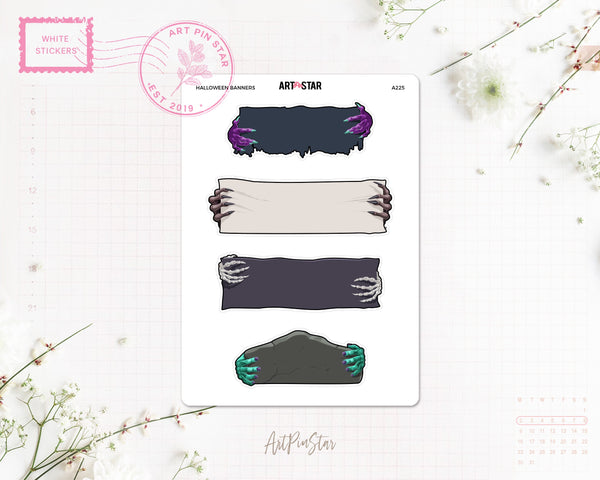 Halloween Banners White Stickers