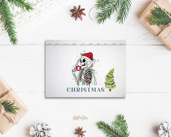 Christmas Skeleton Coffee Personalized Holiday Greeting Card Gifts