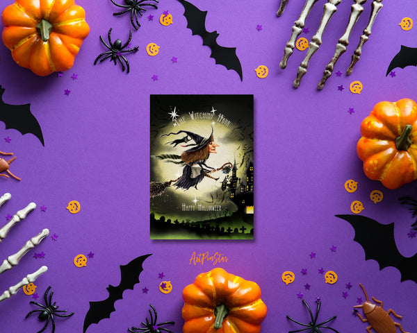 The Witching Hour Happy Halloween Custom Holiday Greeting Card