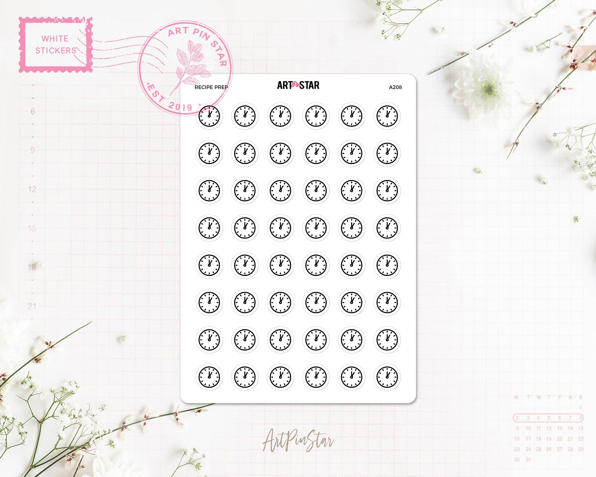 Recipe Prep White Stickers