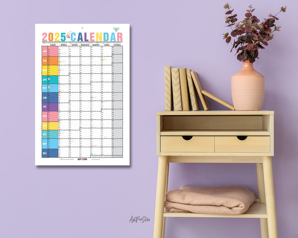 2025 Rainbow Customizable Yearly Wall Calendar