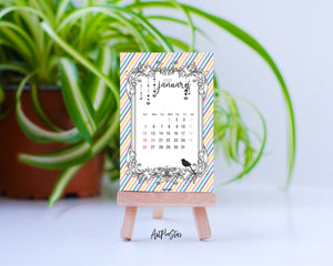 2025 Desk Calendar Frame Wooden Mini Easel Stand Holder