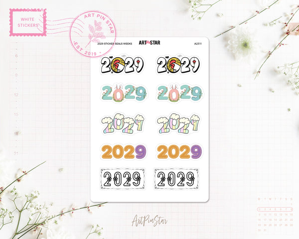 2026 - 2029 Sticker Seals White Stickers