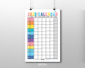 2025 Rainbow Customizable Yearly Wall Calendar