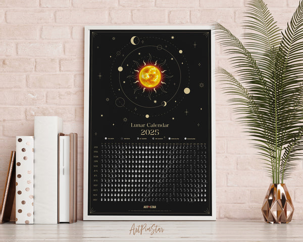 2025 Astrological Moon Phase Customizable Yearly Wall Calendar