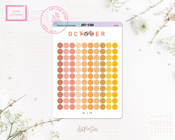 Monthly Color Wheel Clear Stickers