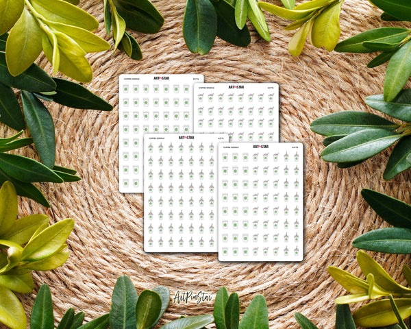 Coffee Doodle White Stickers