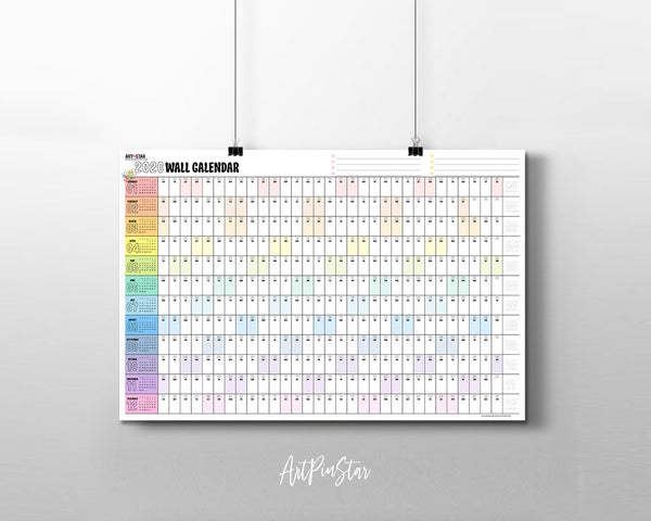 2026 Colorful  Customizable Yearly Wall Calendar