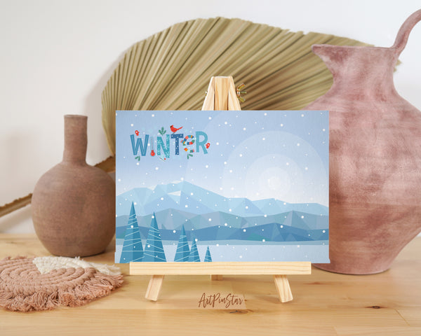 Abstract Mountain Landscapes of Geometric Winter Customizable Season Greeting Cards