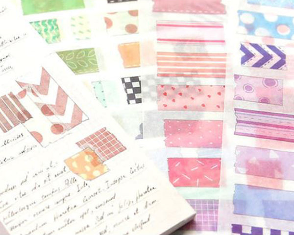 Washi Stickers Geometric Color Grid Decorative Scrapbooking, 15 sheets/set, 3.5" x 6.25"