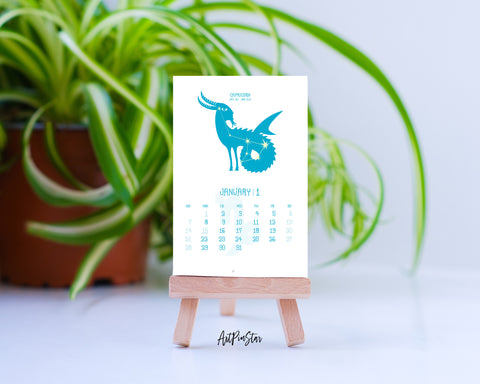 2024 Desk Calendar Astrology Color Customizable Wooden Mini Easel Stand Art Display Holder