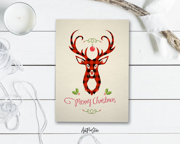 Merry Christmas Deer Light Personalized Holiday Greeting Card Gifts