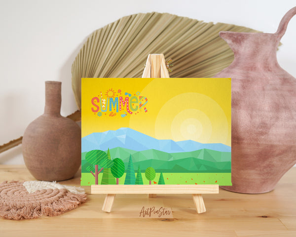 Abstract Mountain Landscapes of Geometric Summer Customizable Season Greeting Cards