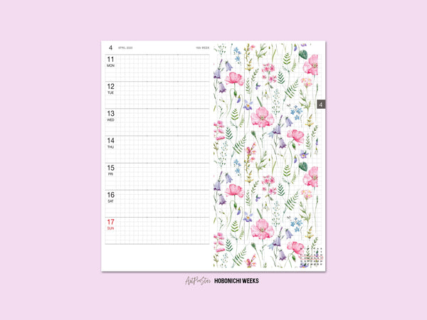 Wildflowers Pink Poppy Delphinium Green Leaves and Plants Spring Flower Personalized Vellum Dashboard, Pocket, 3.19" x 4.72"