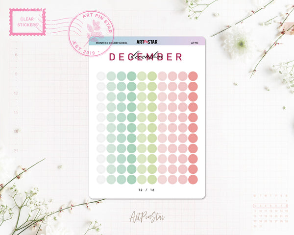 Monthly Color Wheel Clear Stickers