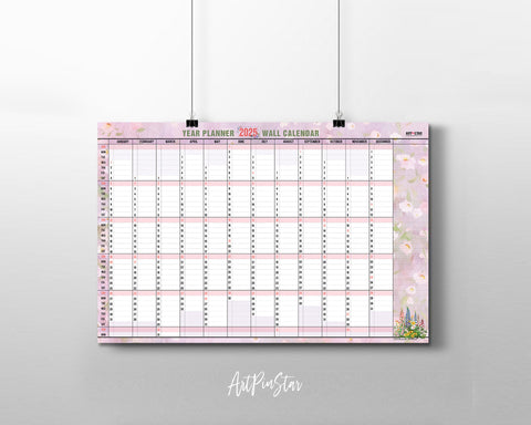 2025 Flower Customizable Yearly Wall Calendar