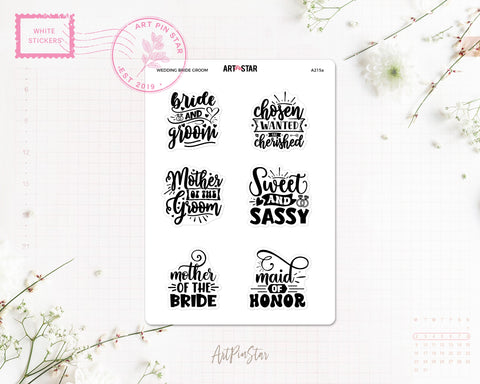 Wedding Bride Groom White Stickers