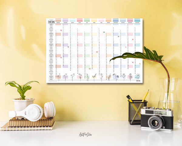 2026 Birth Flower Customizable Yearly Wall Calendar