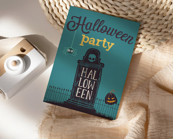 Halloween Party Tombstone Custom Holiday Greeting Card