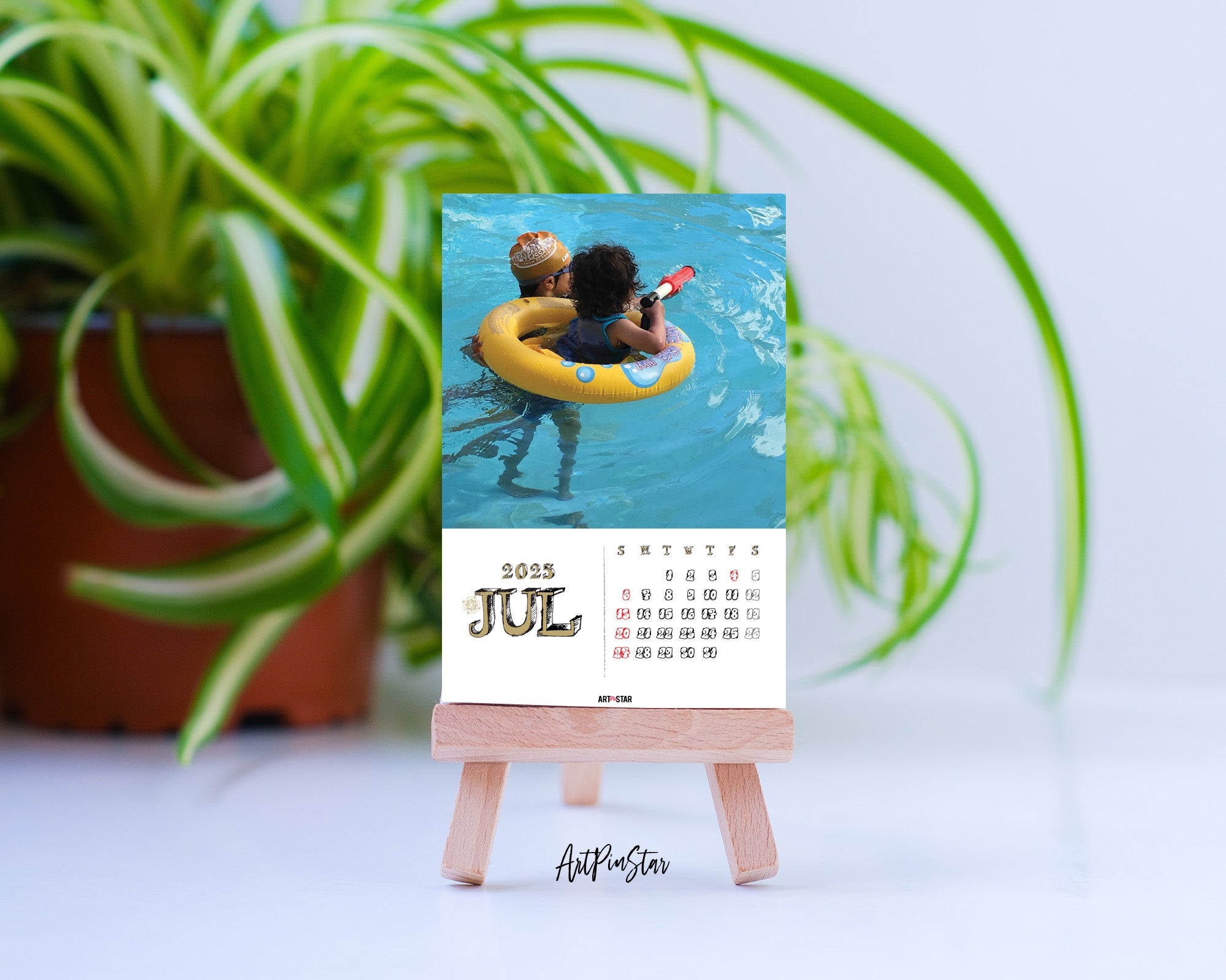 2025 Desk Calendar Photo Wooden Mini Easel Stand Holder