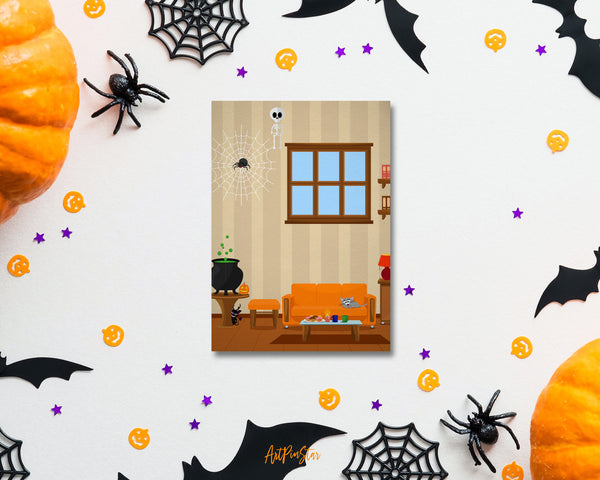 House Room Halloween with Horror Stories Custom Holiday Greeting Card