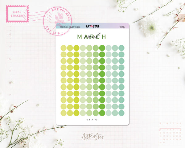 Monthly Color Wheel Clear Stickers