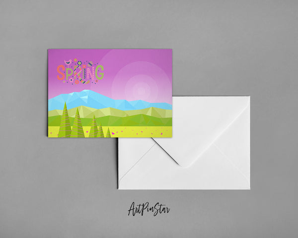 Abstract Mountain Landscapes of Geometric Spring Customizable Season Greeting Cards