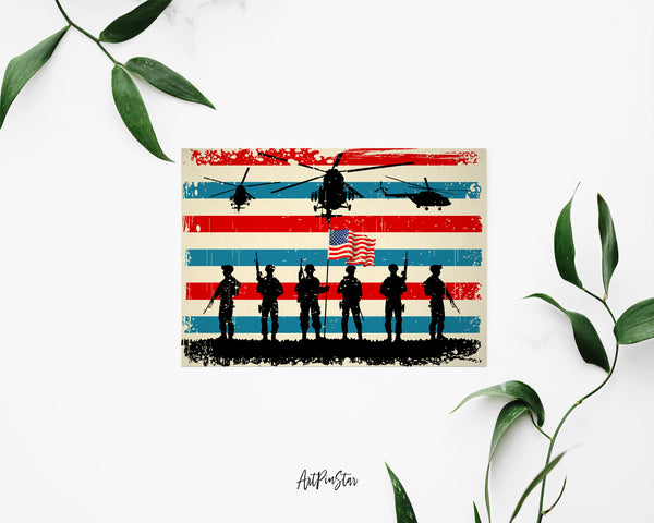 American Soldier Flag Veterans Day Holiday Greeting Cards