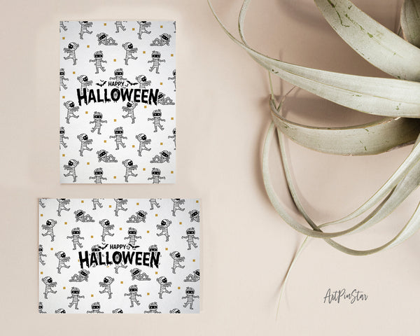 Happy Halloween Cute Mummy Pattern Custom Holiday Greeting Card