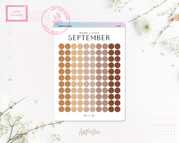 Monthly Color Chart Clear Stickers