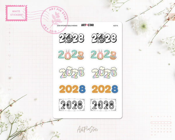 2026 - 2029 Sticker Seals White Stickers