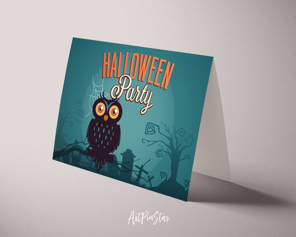 Halloween Party Owl Custom Holiday Greeting Card