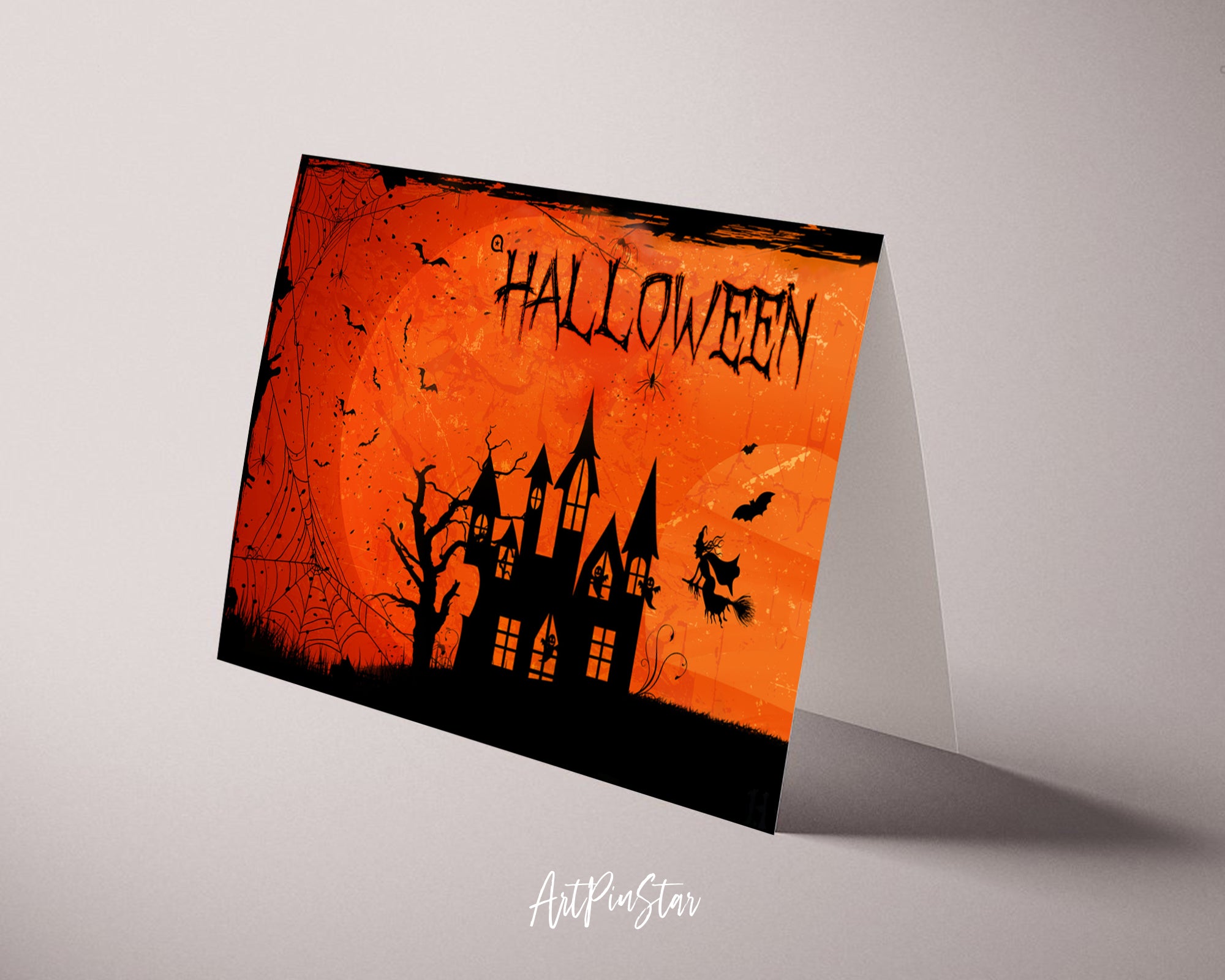 Halloween Bat Witch Ghost Custom Holiday Greeting Card