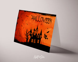 Halloween Bat Witch Ghost Custom Holiday Greeting Card