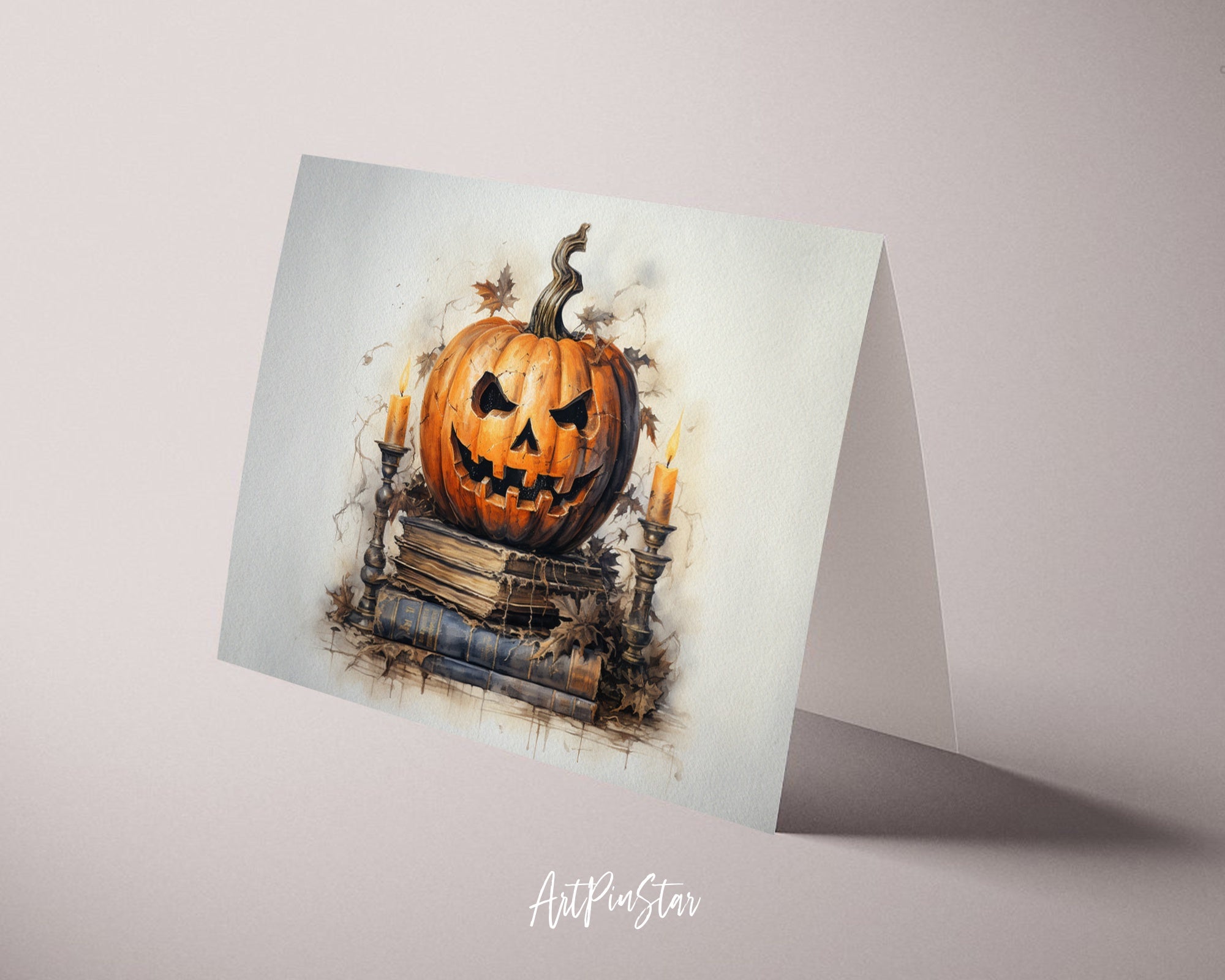 Vintage Halloween Pumpkin Custom Holiday Greeting Card