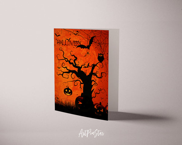 Halloween Pumpkin Bat Custom Holiday Greeting Card