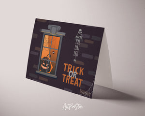 Halloween Trick or Treat Custom Holiday Greeting Card