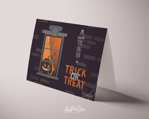 Halloween Trick or Treat Custom Holiday Greeting Card