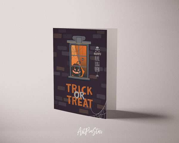 Halloween Trick or Treat Custom Holiday Greeting Card