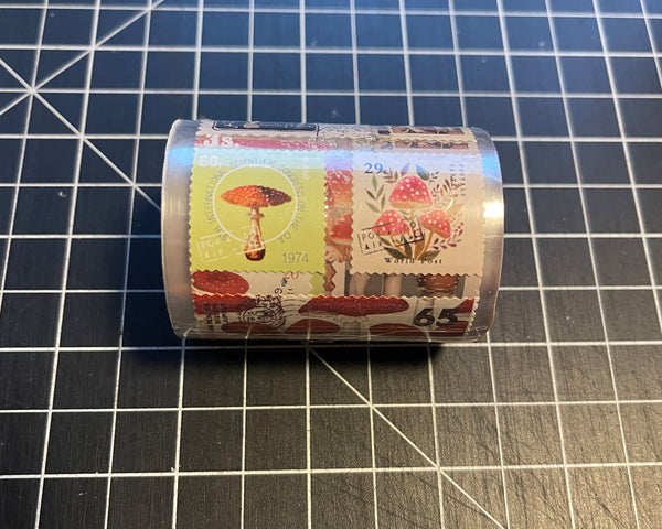 Vintage Mushroom Postage Retro Stamp Washi Tape Journal Scrapbooking Sticker 1 Roll, 55mm x 2m