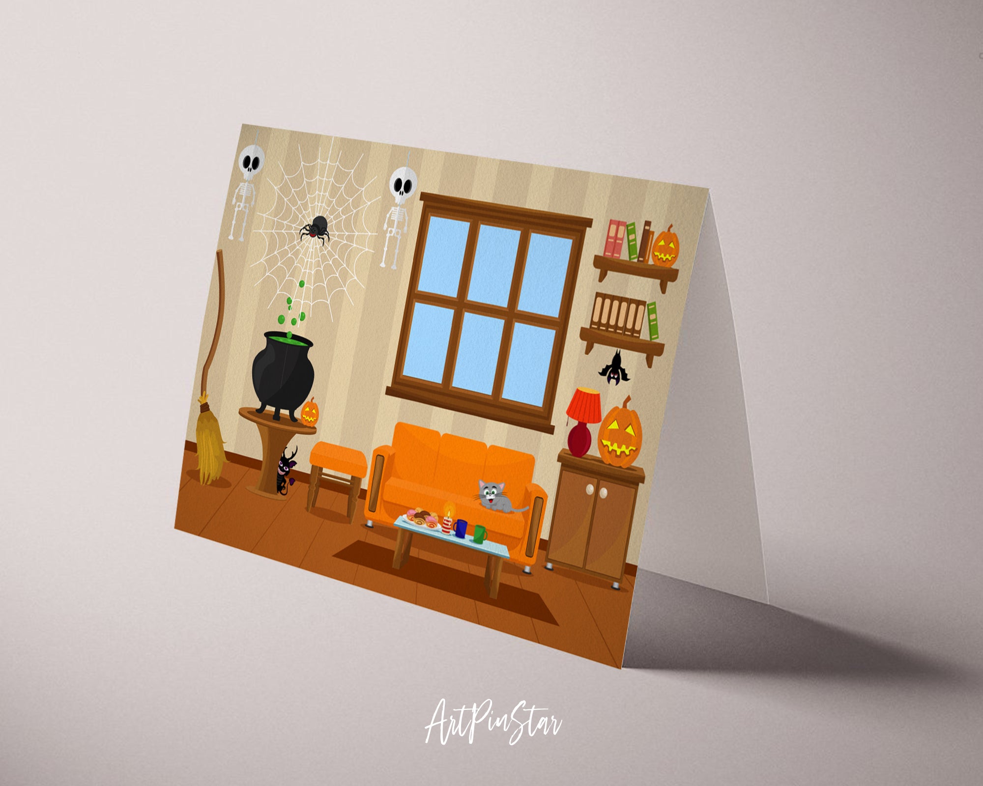 House Room Halloween with Horror Stories Custom Holiday Greeting Card