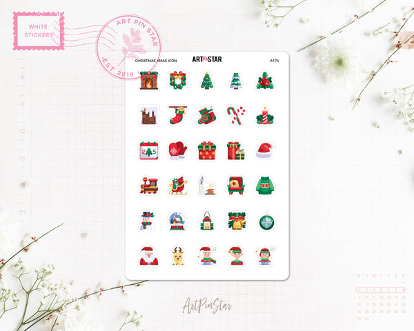 Christmas Winter Letter White Stickers