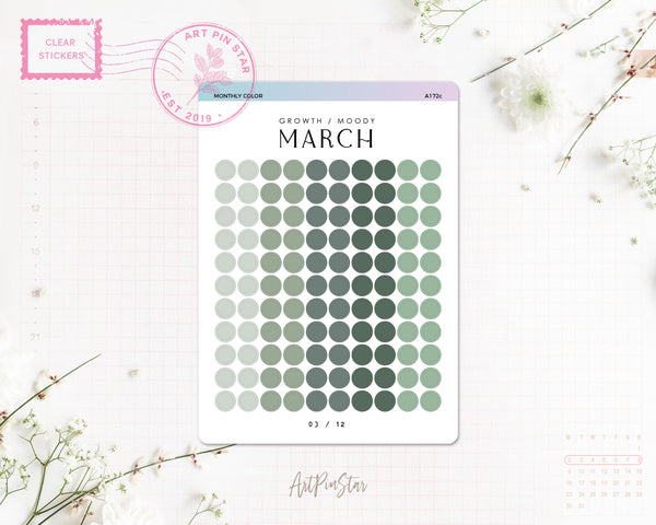 Monthly Color Chart Clear Stickers