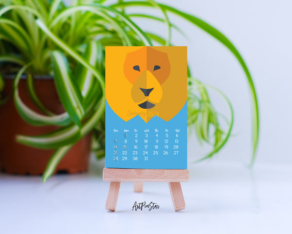 2024 Desk Calendar Animal Customizable Wooden Mini Easel Stand Art Display Holder