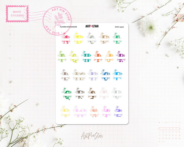 Flower Monogram White Stickers