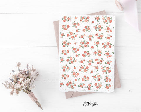 Retro Style Roses Vintage Ditsy Floral Bouquet Personalized Vellum Dashboard, Pocket, 3.19" x 4.72"