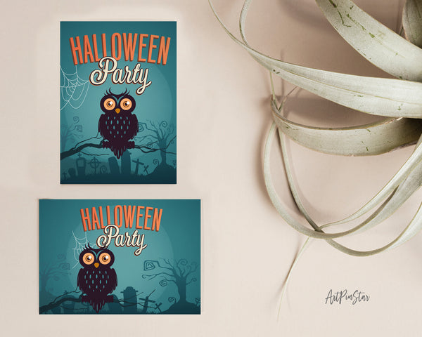 Halloween Party Owl Custom Holiday Greeting Card