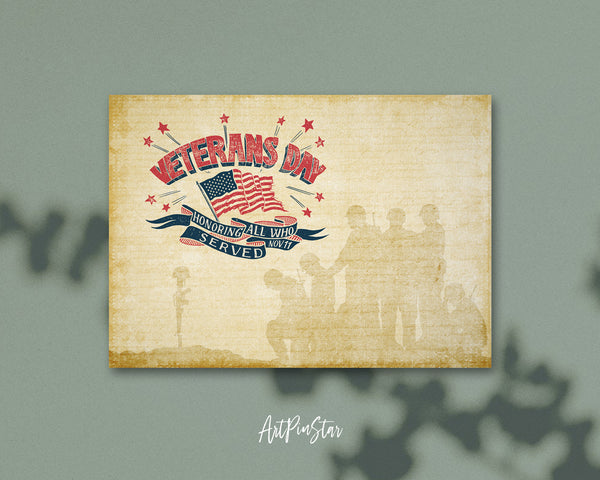 Honoring all who served Retro Style Veterans Day Holiday Greeting Cards