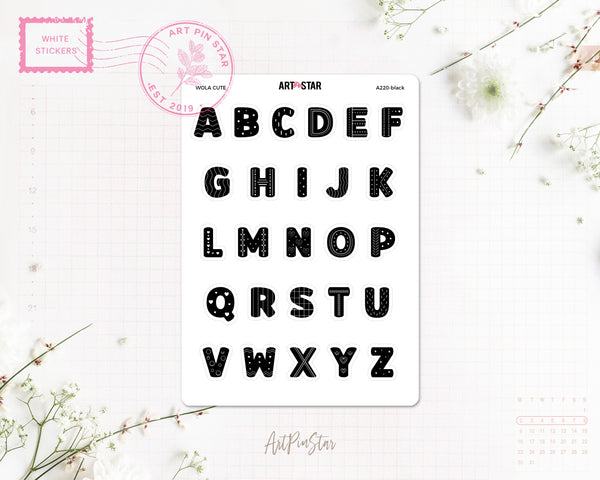Alphabet Wola Cute White Stickers